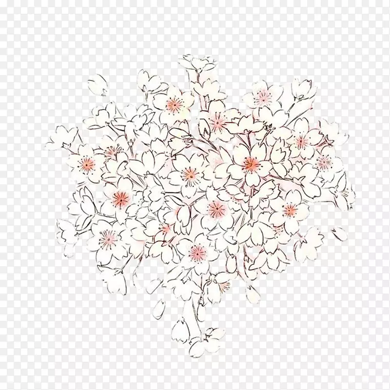 樱花卡通插图-手绘樱桃树扣免费材料