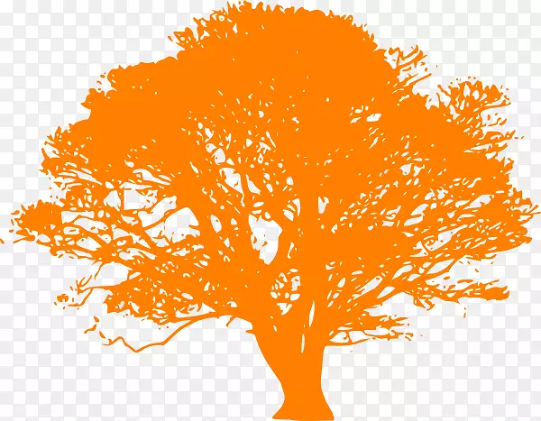 天鹅绒栎树剪贴画-卡通橙树