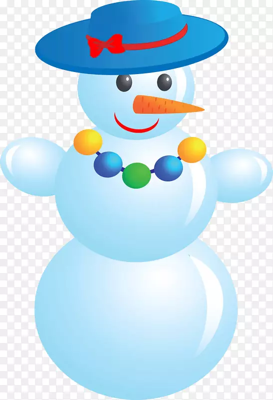 免费剪贴画-一个戴着蓝色帽子的雪人