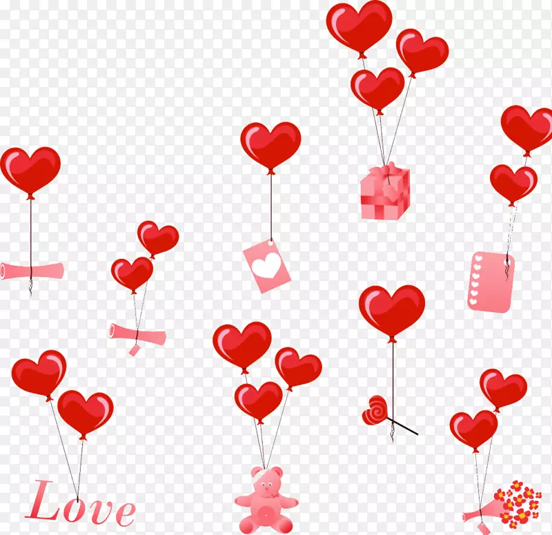 情人节心脏夹艺术-红色爱情气球