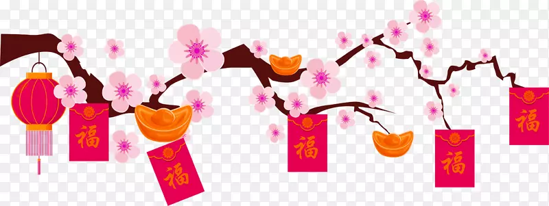 梅花新年下载-红金银花红包装饰图案PNG图片素材下载_图片编号537067-PNG素材网