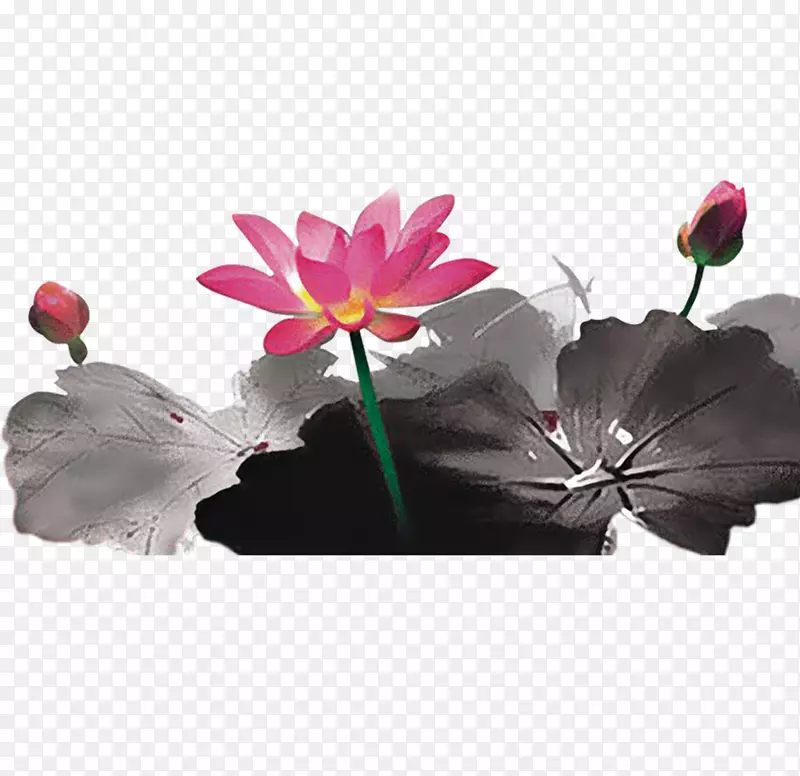 水墨画画山水莲花画料PNG图片素材下载_图片编号537212-PNG素材网
