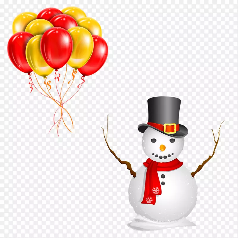 气球红夹艺术雪人气球
