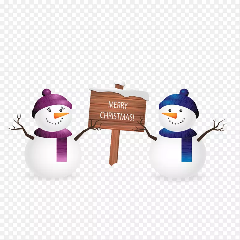 雪人圣诞节合成恐惧.带木制标志载体的圣诞节雪人