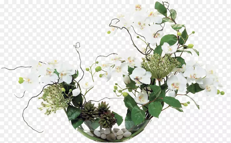 花卉设计花束玻璃布置-白花玻璃花