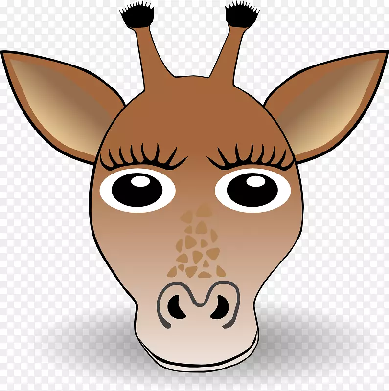 长颈鹿脸剪贴画卡通长颈鹿脸