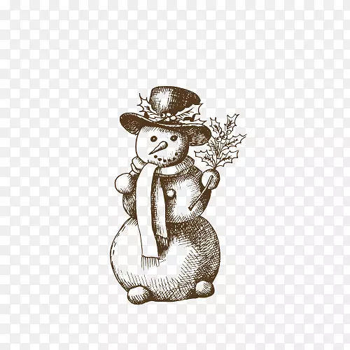 圣诞雪人画-雪人