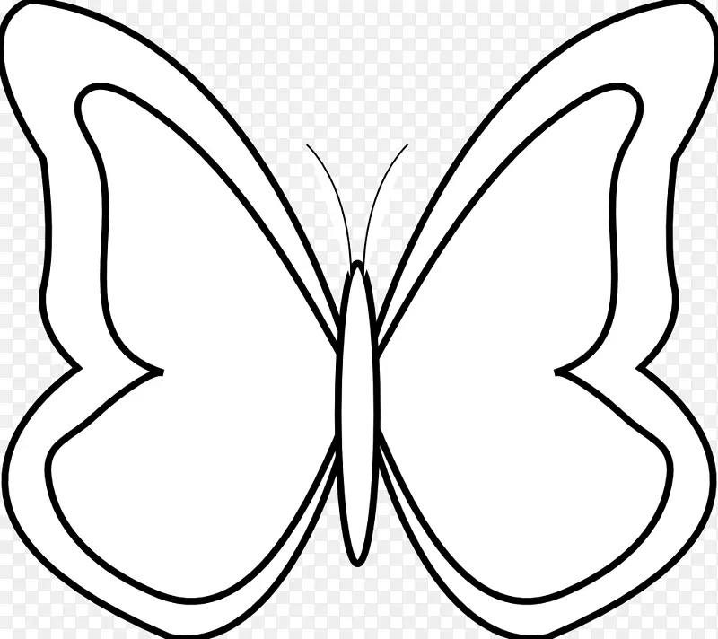 蝴蝶黑白剪贴画-简单的黑白蝴蝶