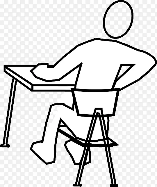 站立办公桌、坐椅和桌椅-不舒服的学生剪贴画