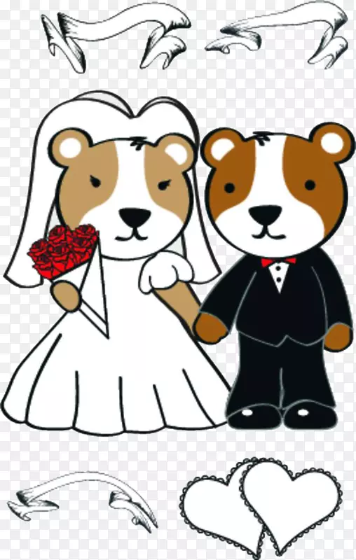 大熊猫婚纱剪贴画-已婚熊