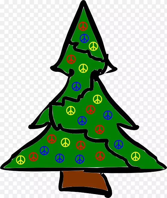 圣诞树主题剪贴画-和平的圣诞剪贴画