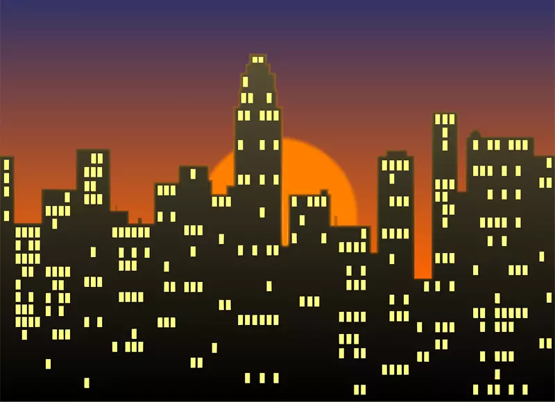 纽约市城市景观夜景剪贴画-城市景观剪贴画