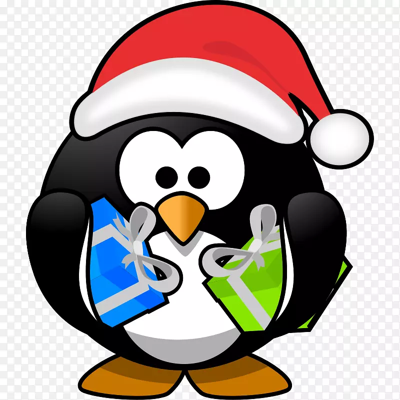 圣诞老人企鹅圣诞套装剪贴画-圣诞企鹅图片