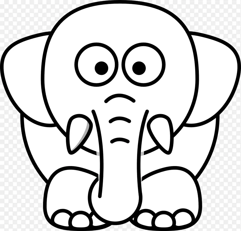 黑白免费内容博客剪贴画-大象图片卡通