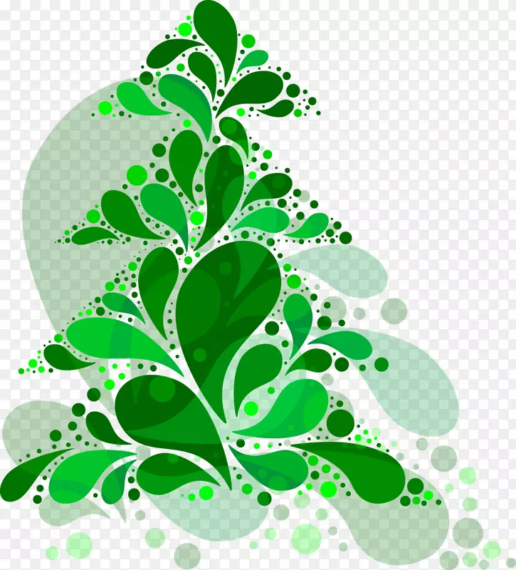 圣诞树图形设计.绿花