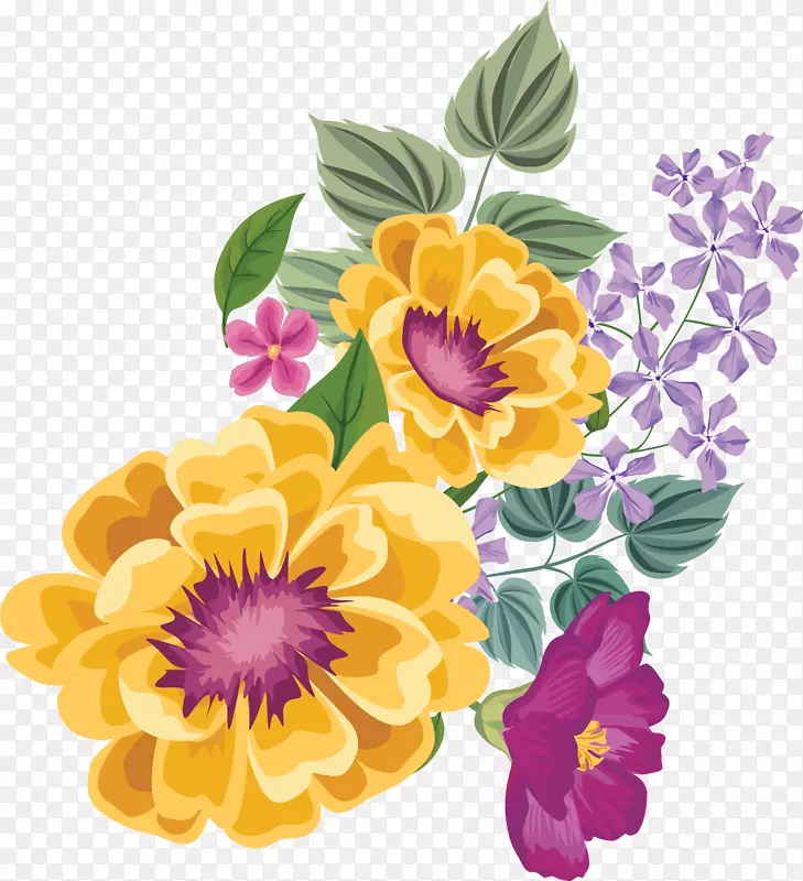 花卉设计水彩画黄花水彩画
