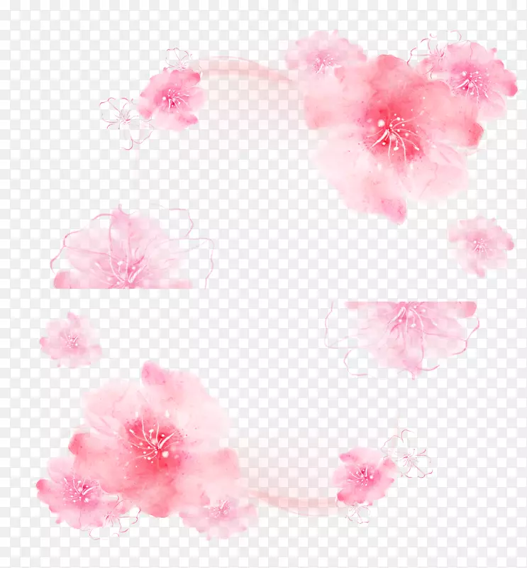 花卉设计水彩画粉红花水彩背景