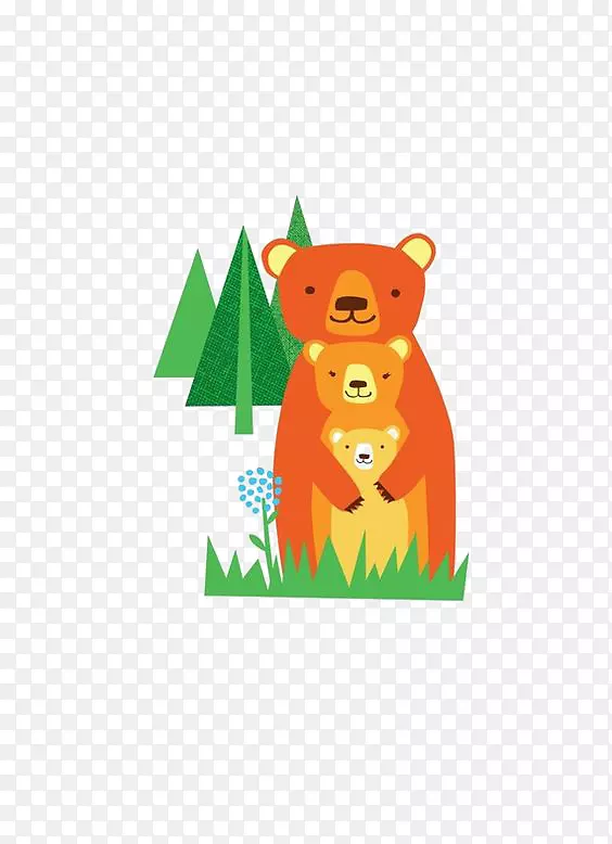 熊画水彩画插图-卡通熊插画