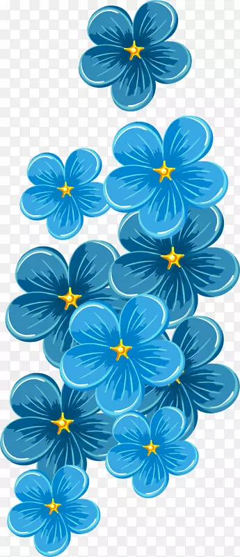 花瓣-手绘蓝色花朵