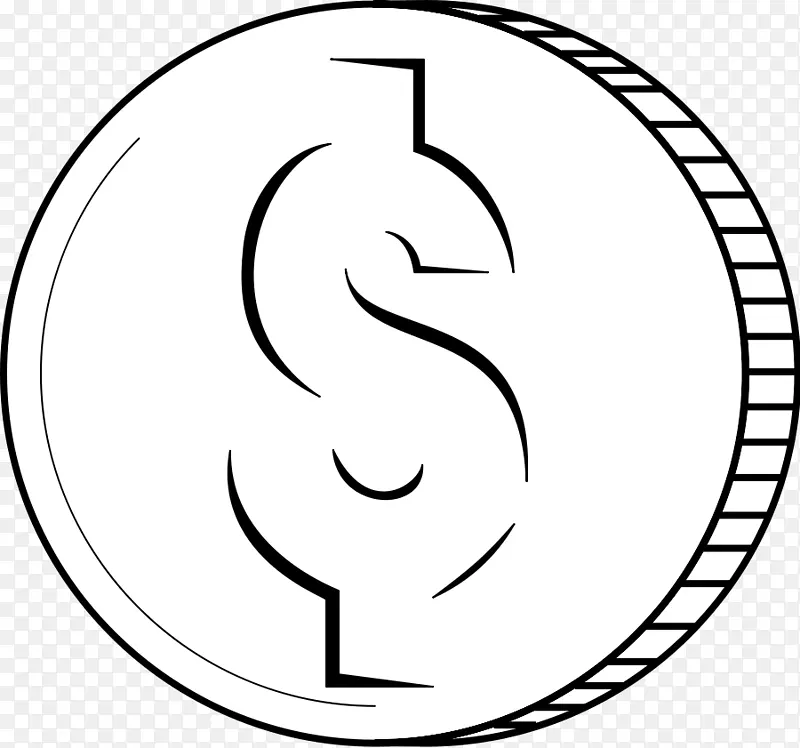 硬币黑白便士夹艺术-美元标志轮廓