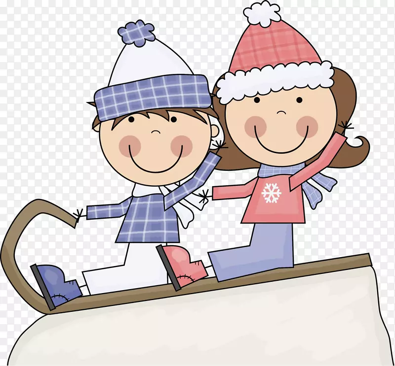 雪地游戏儿童冬季剪贴画-更新剪贴画雪