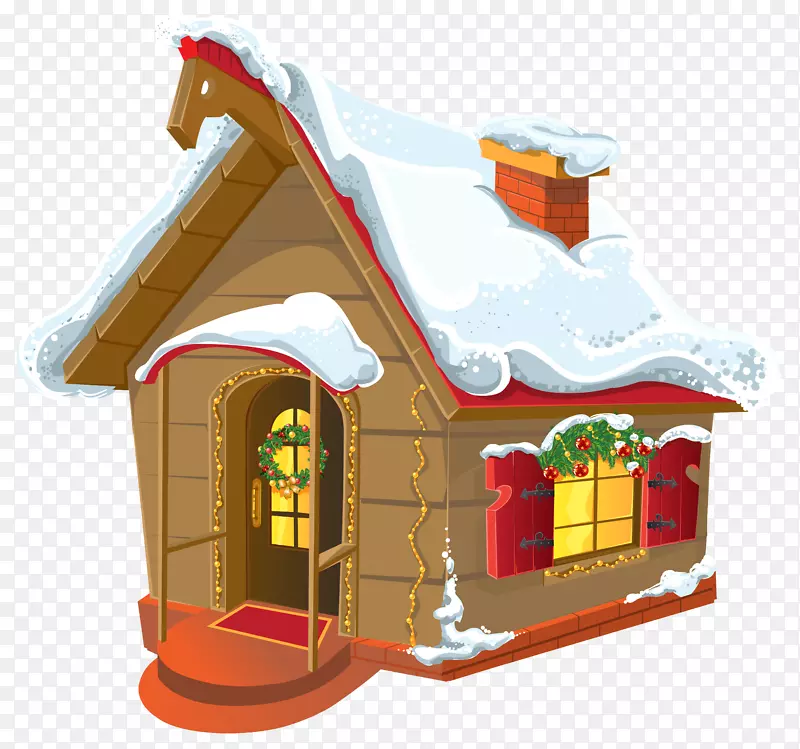 姜饼屋圣诞老人圣诞剪贴画-冬日天鹅剪贴画