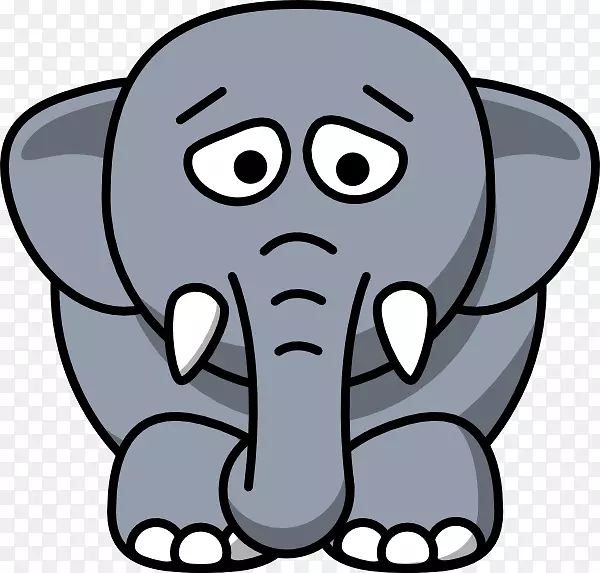 大象卡通画夹艺术-悲伤的动物剪贴画