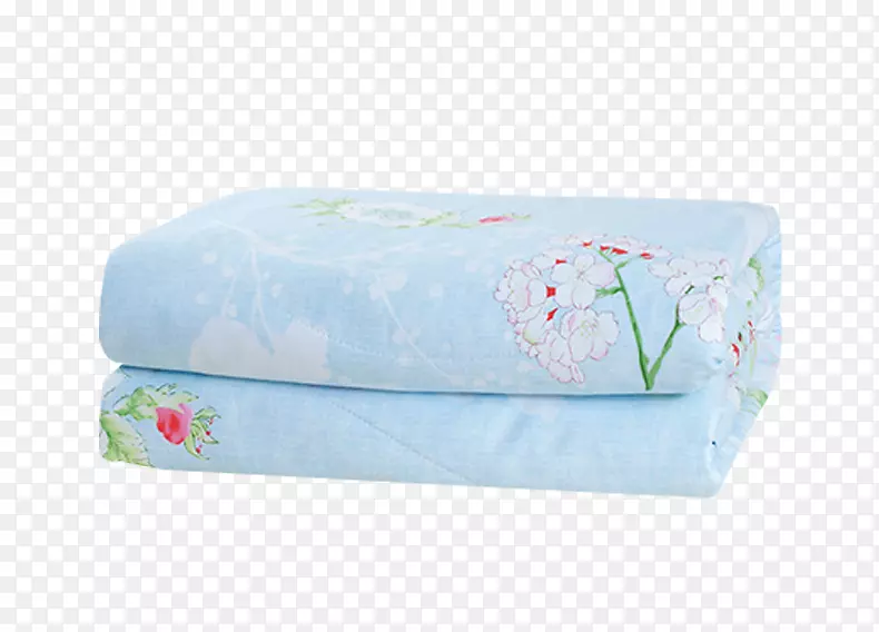 纺织品床垫长方形蓝色花，棉质和夏季凉料