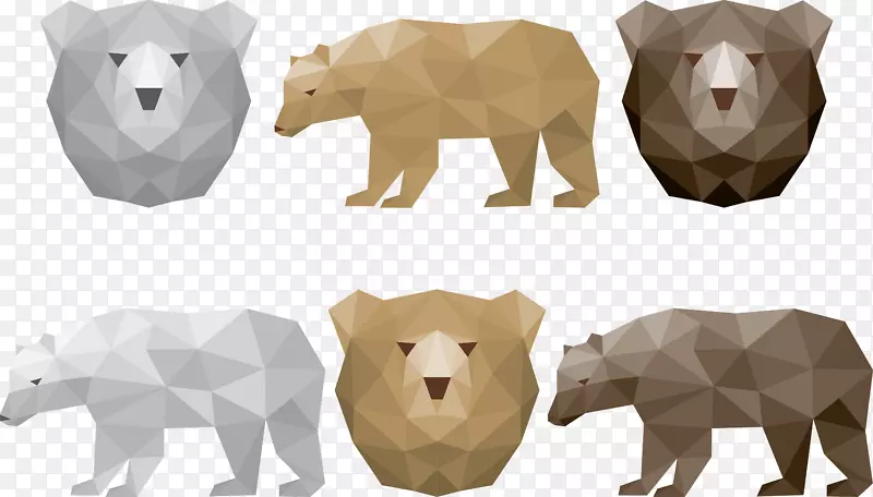 北极熊大熊猫棕熊多边形几何拼贴熊