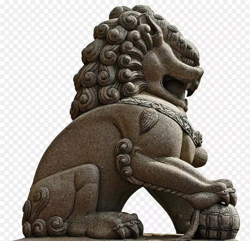 守护狮子雕像-坐狮