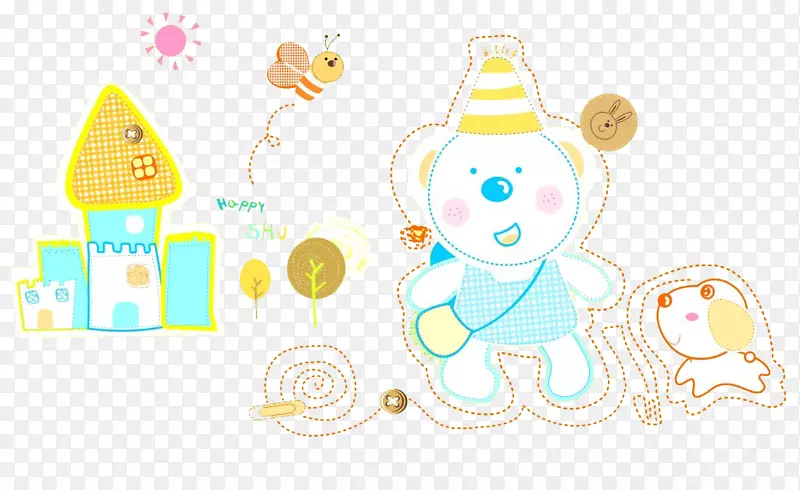 黄色玩具婴儿剪贴画-卡通熊