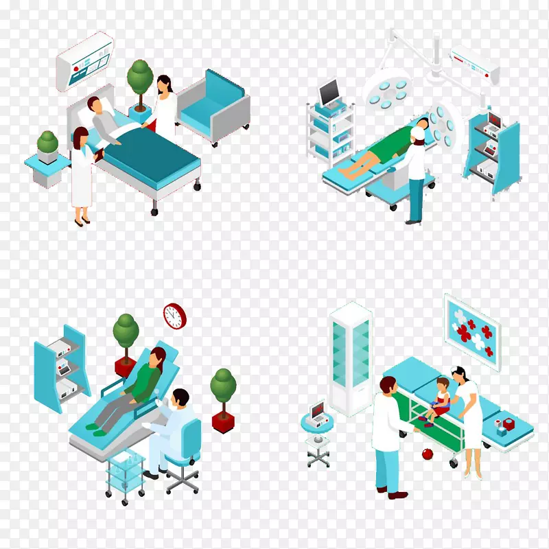 医院病人健康护理图-四个医院部门免费扣创意房
