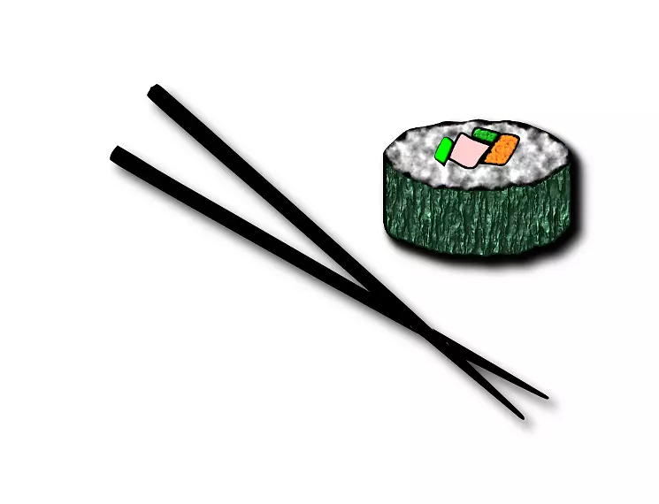 寿司筷子，菜，绘画夹，艺术.筷子