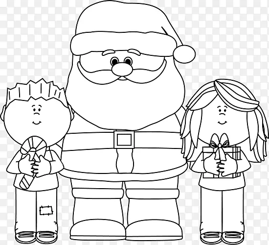 圣诞老人黑白圣诞剪贴画-黑色圣诞老人图片