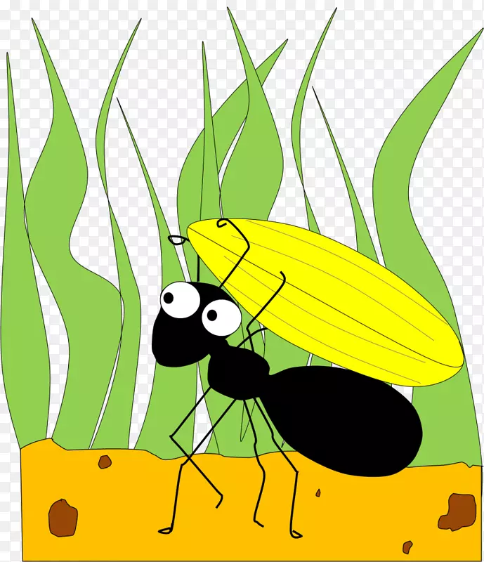 蚂蚁和蚱蜢剪贴画-卡通蚂蚁剪贴画