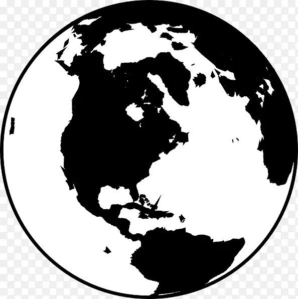 全球黑白世界剪贴画-地球黑白