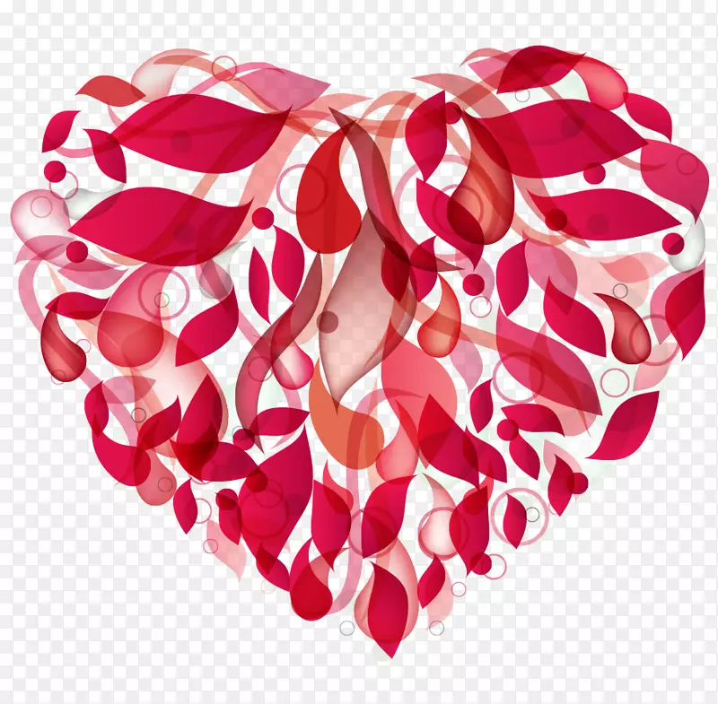 情人节心脏抽象剪贴画-心重叠PNG免费材料
