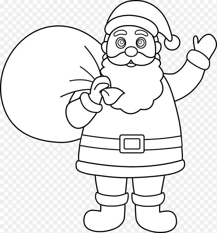 圣诞老人驯鹿黑白圣诞剪贴画-黑色圣诞老人图片