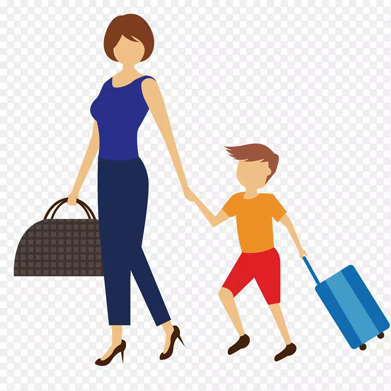 旅行电脑图标行李-霍兴里母亲和孩子