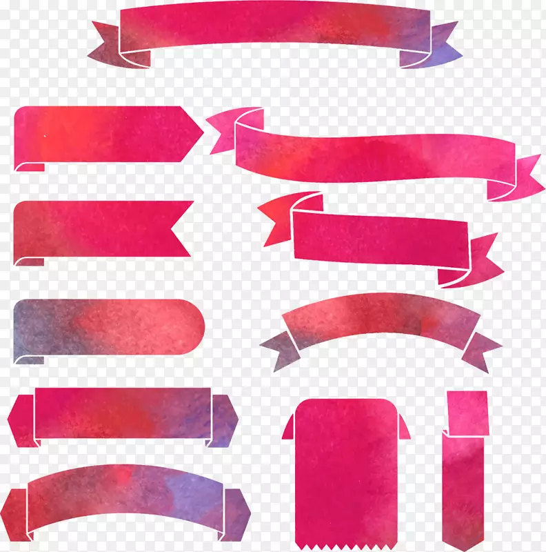 纸红丝带-创意水彩色带设计