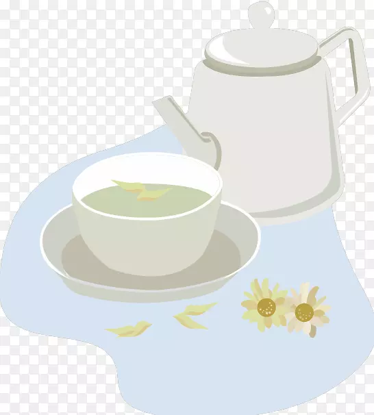 伯爵灰色茶，咖啡杯，茶壶，茶杯-白色茶壶和茶杯