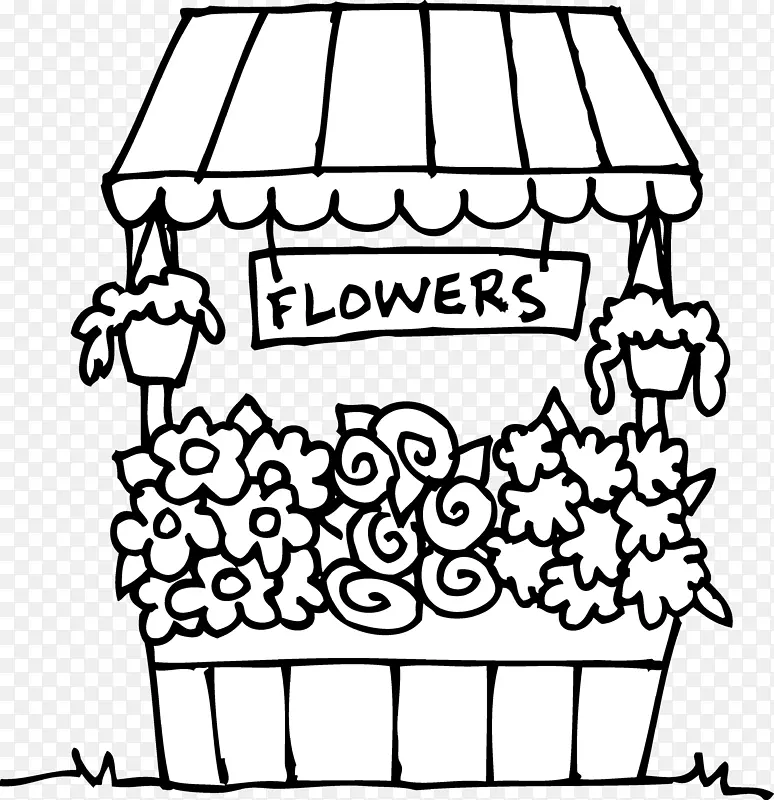 着色书花卉设计剪贴画花店剪贴画