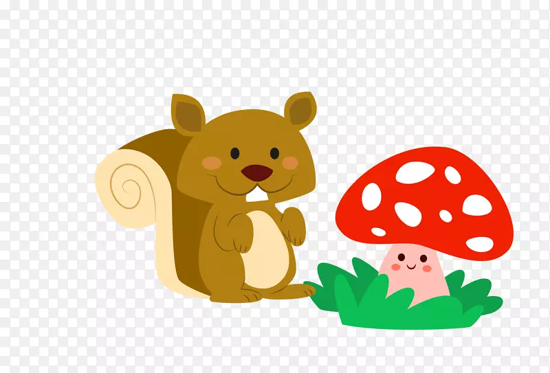 秋画比萨饼，四叶月饼剪贴画-可爱的兔子和蘑菇