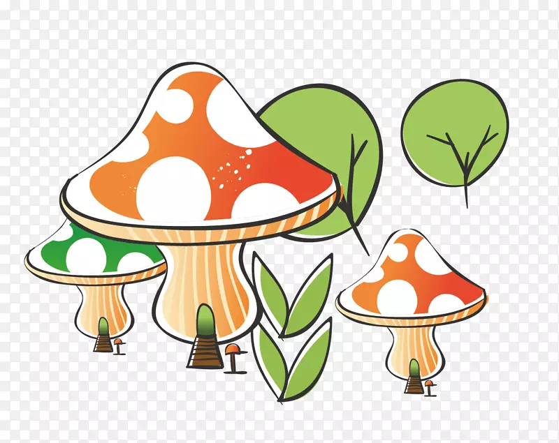树木发芽剪辑艺术-卡通蘑菇发芽绿色植物