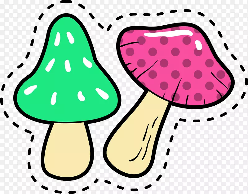 蘑菇色剪贴画-卡通彩色蘑菇