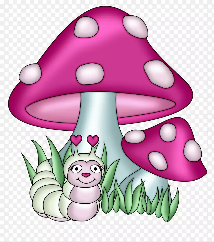 普通蘑菇菌类剪贴画.手绘卡通蘑菇