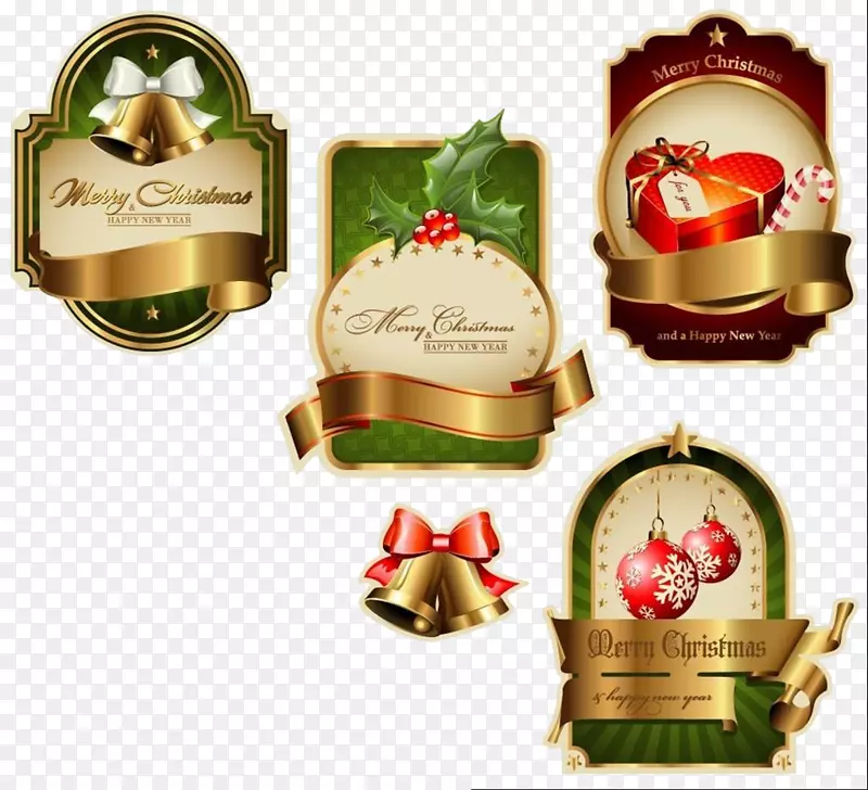 圣诞装饰品标签贴纸-圣诞快乐图标套装