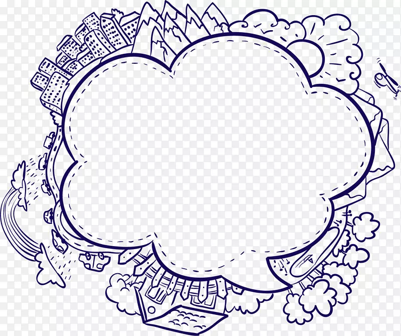 绘制卡通语言气球插图-动画风格，对话框