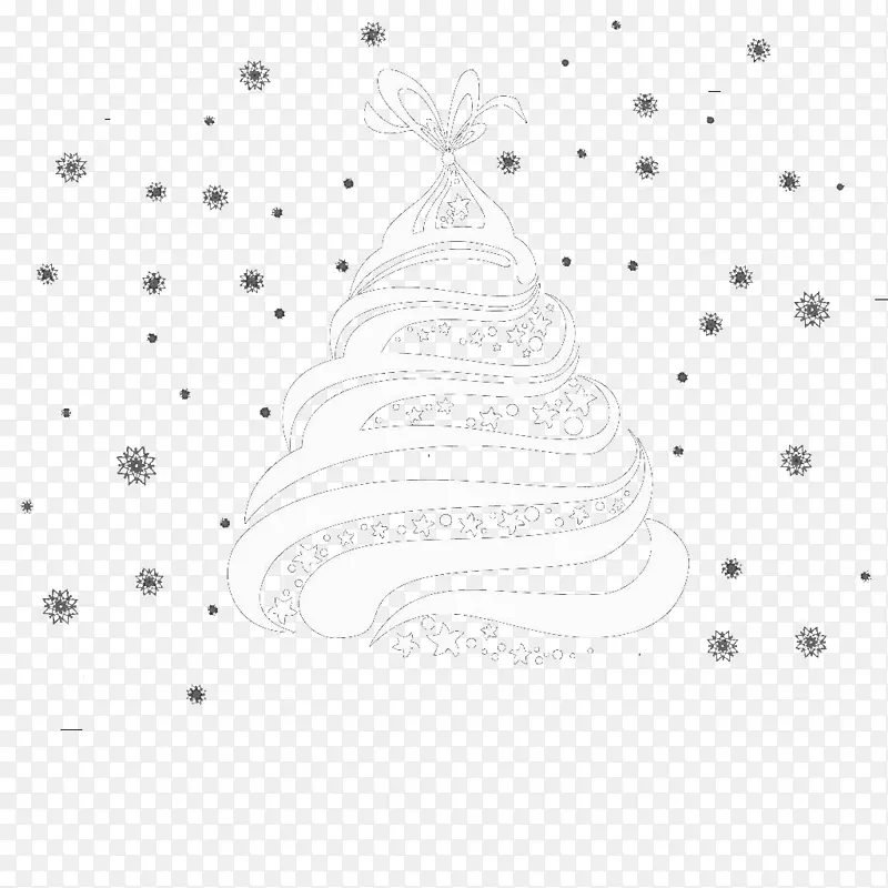 圣诞树白画圣诞装饰图案-创意圣诞海报