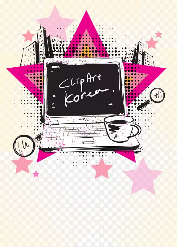 笔记本电脑海报艺术-电脑及咖啡海报艺术背景短片
